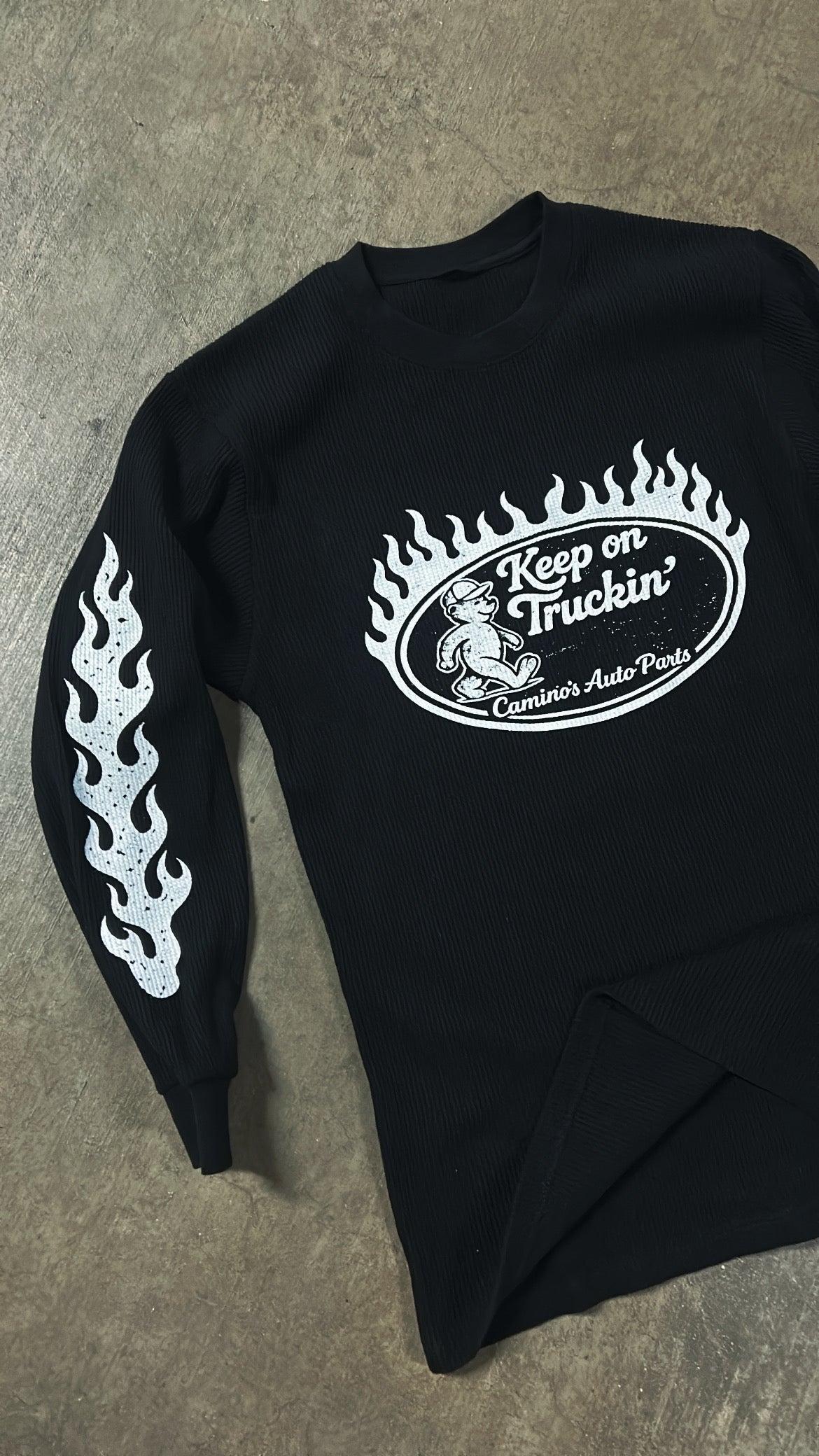 Keep On Truckin' Long Sleeve Thermal Shirt  Black