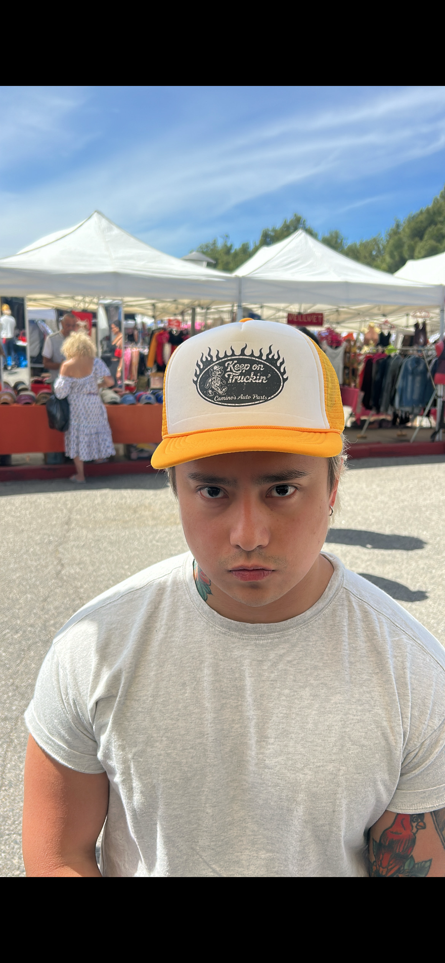 Keep On Truckin Foam Vintage Style Trucker Hat-Yellow