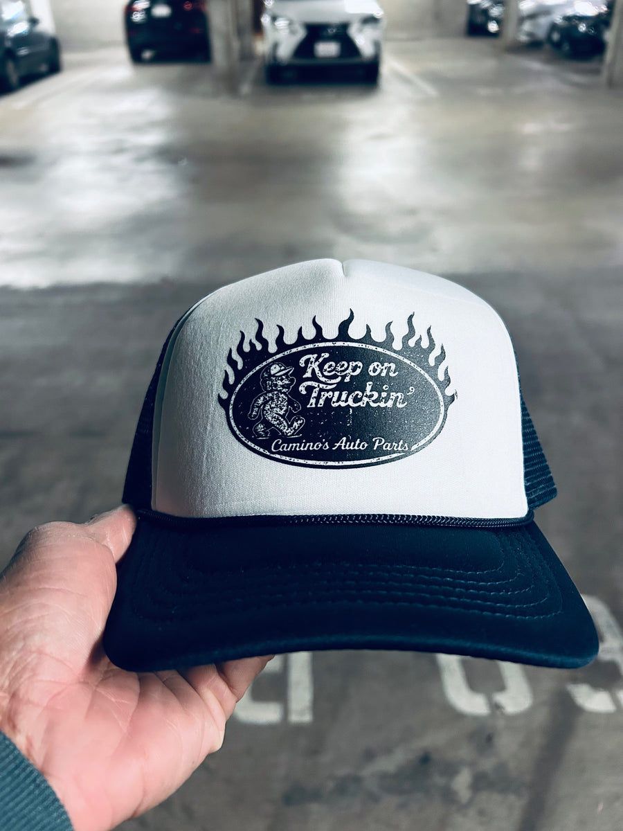 Keep On Truckin' Foam Vintage Style Trucker Hat-Navy