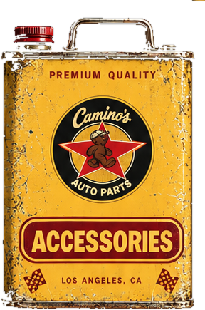 Camino’s Auto Parts ACCESSORIES yellow oil can